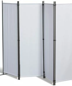 Grasekamp Paravent 4 Teilig Weiß Raumteiler Trennwand Sichtschutz Balkontrennung