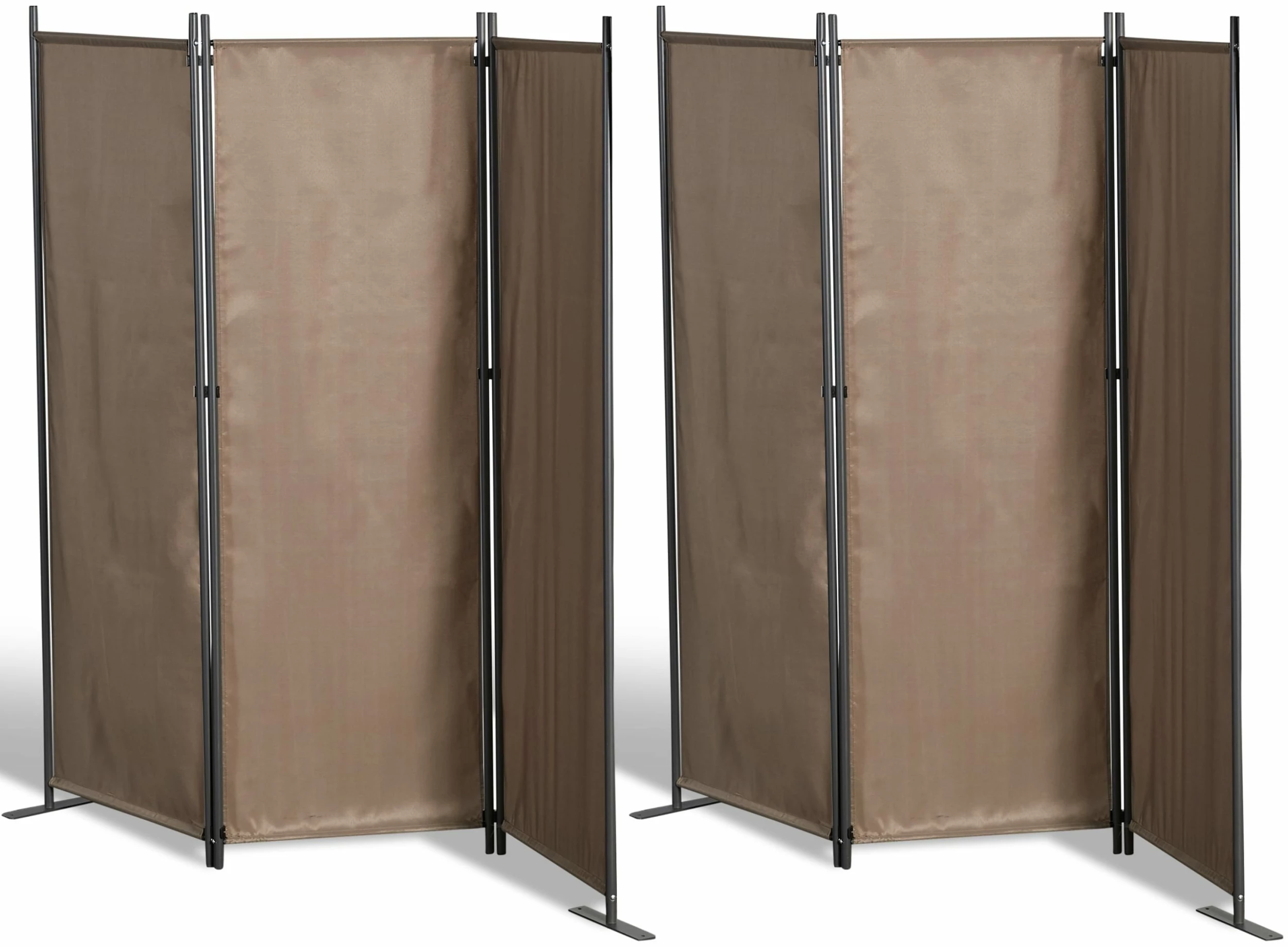 Grasekamp 2 Stück Paravent 3tlg Raumteiler Trennwand Sichtschutz Taupe