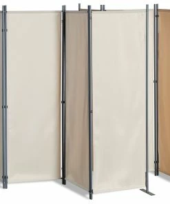 Grasekamp 2 Stück Paravent 4tlg Raumteiler Trennwand Sichtschutz Beige