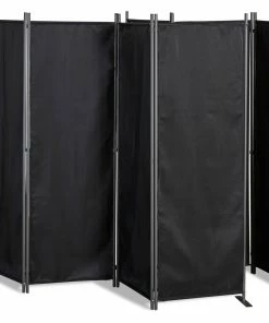 Grasekamp 2 Stück Paravent 4tlg Raumteiler Trennwand Sichtschutz Schwarz