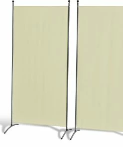 Grasekamp 2 Stück Stellwand 85x180cm Beige Paravent Raumteiler Trennwand Sichtschutz