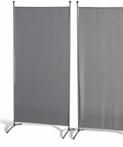 Grasekamp Doppelpack Stellwand 85x180 Cm - Grau - Paravent Raumteiler Trennwand Sichtschutz