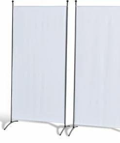 Grasekamp Doppelpack Stellwand 85x180 Cm - Weiß - Paravent Raumteiler Trennwand Sichtschutz