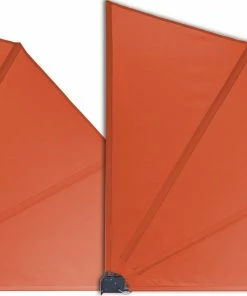 Grasekamp 2 Stück Balkonfächer Orange Premium 140 X 140 Cm Mit Wandhalterung Trennwand Sichtschutz