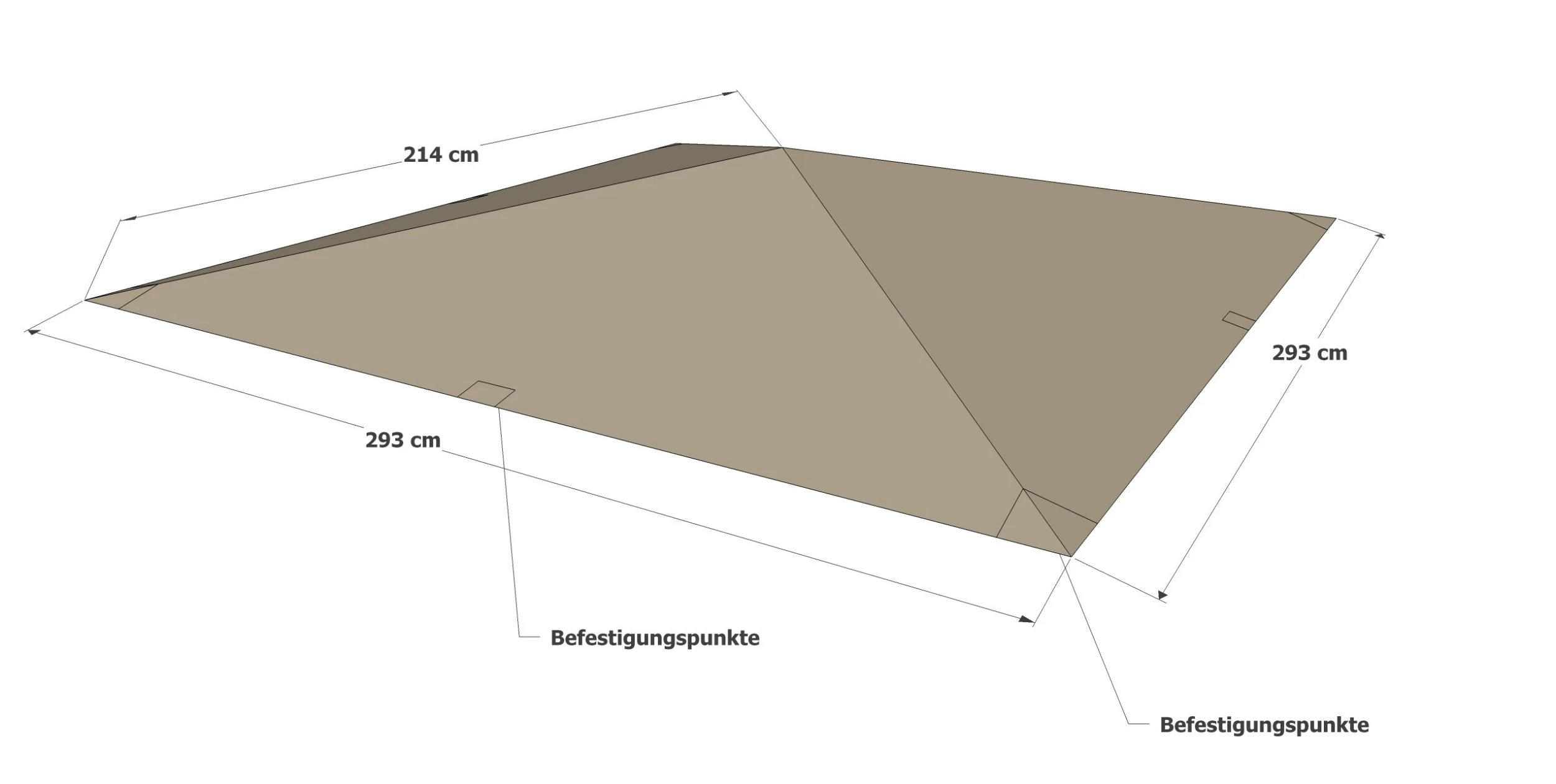 Grasekamp Universal Ersatzdach 293 X 293 Cm Polyester Taupe Mit UV Schutz, Wasserabweisend – Bild 2