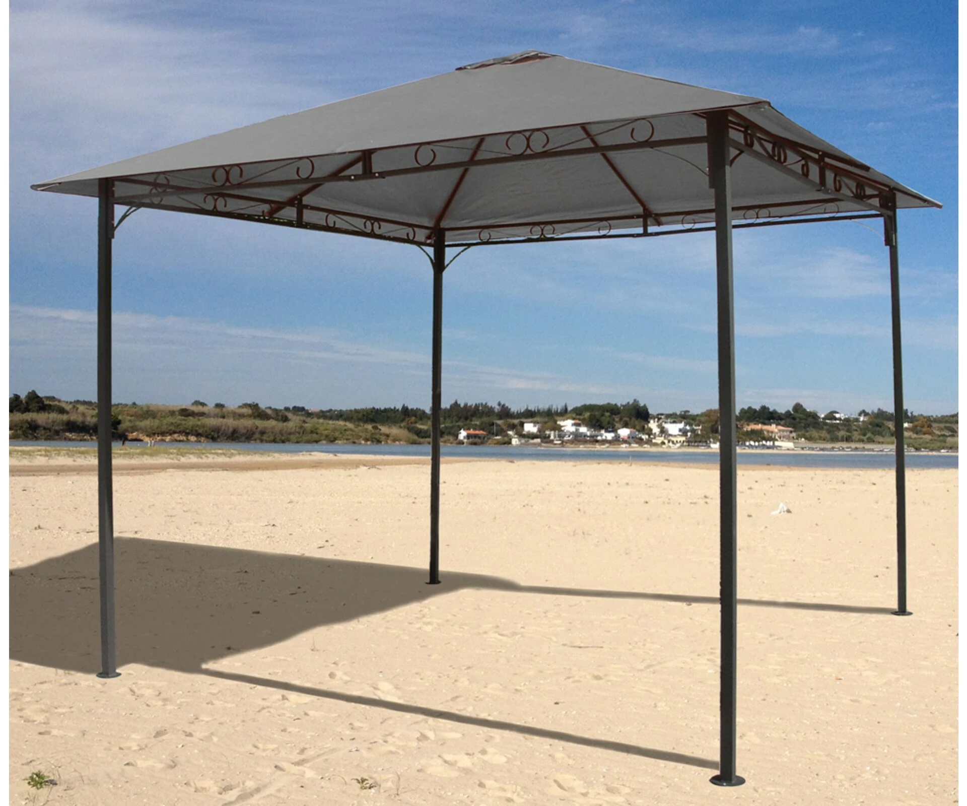 Grasekamp Ersatzdach 3x3m Grau Zu Antik Pavillon Gartenpavillon Partyzelt Bezug Plane – Bild 2