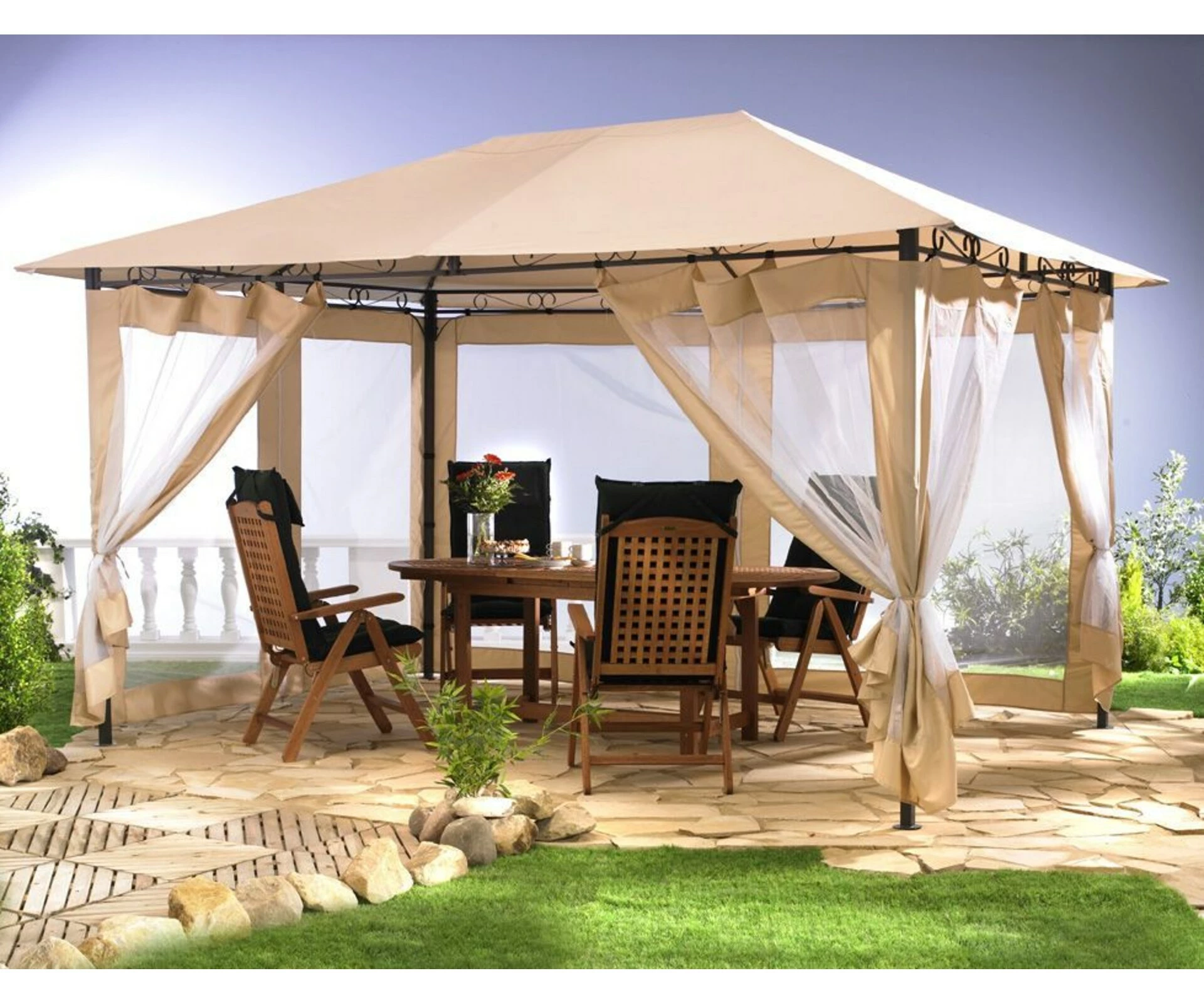 Grasekamp Universal Ersatzdach 293 X 390 Cm Beige Plane Bezug Baldachin Pavillon – Bild 2