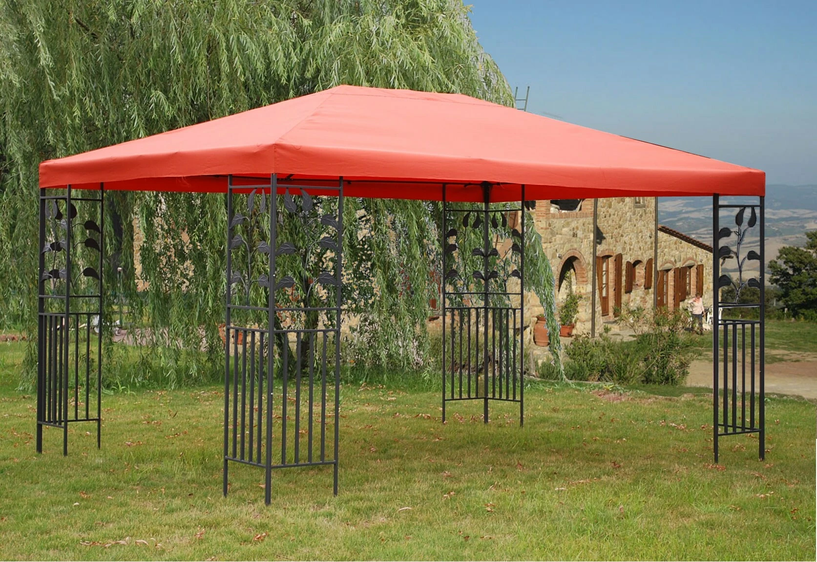 Grasekamp Ersatzdach Blätter Pavillon 3x4m Terrakotta Plane Bezug – Bild 3