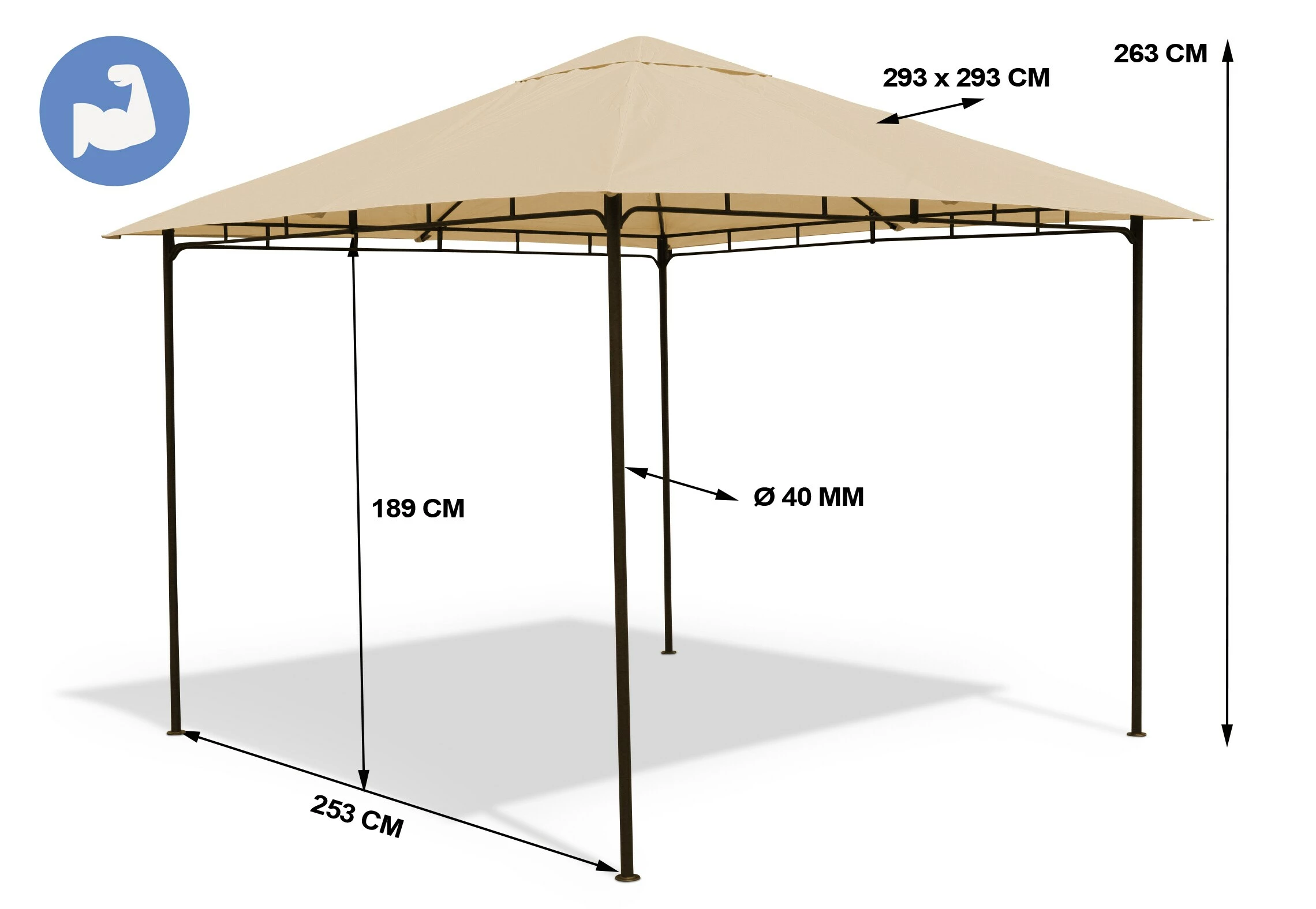 Grasekamp Pavillon Rimini Flex 3 X 3 M Beige Party Zelt Antik Garten – Bild 2
