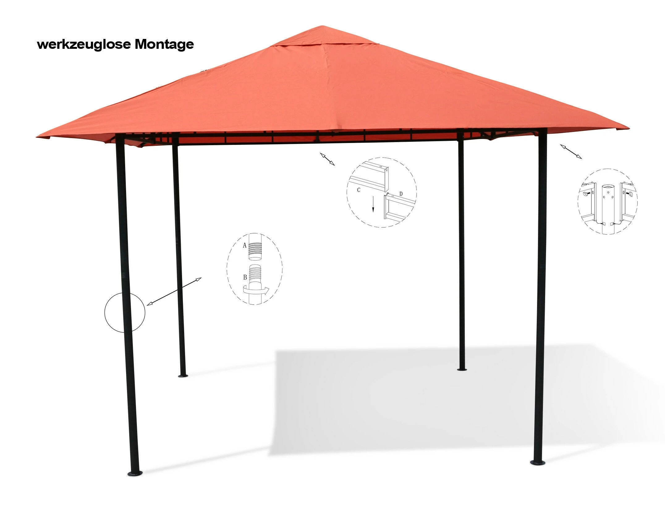 Grasekamp Antikpavillon Amalfi Flex 3 X 3 M Terra Gartenpavillon Partyzelt – Bild 2