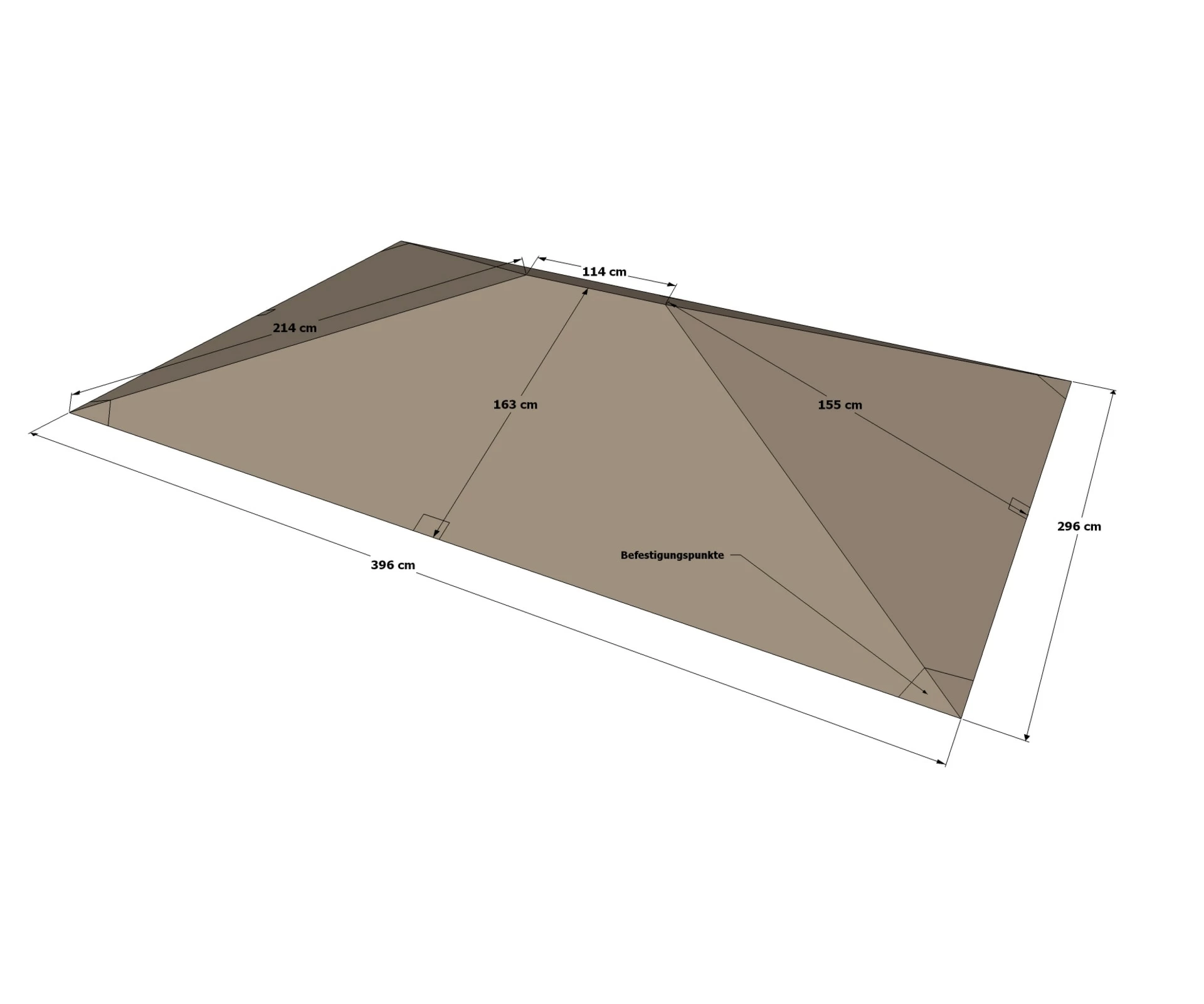 Grasekamp Ersatzdach 3x4m Stil Pavillon Taupe Ersatzplane Ersatzbezug Plane – Bild 2