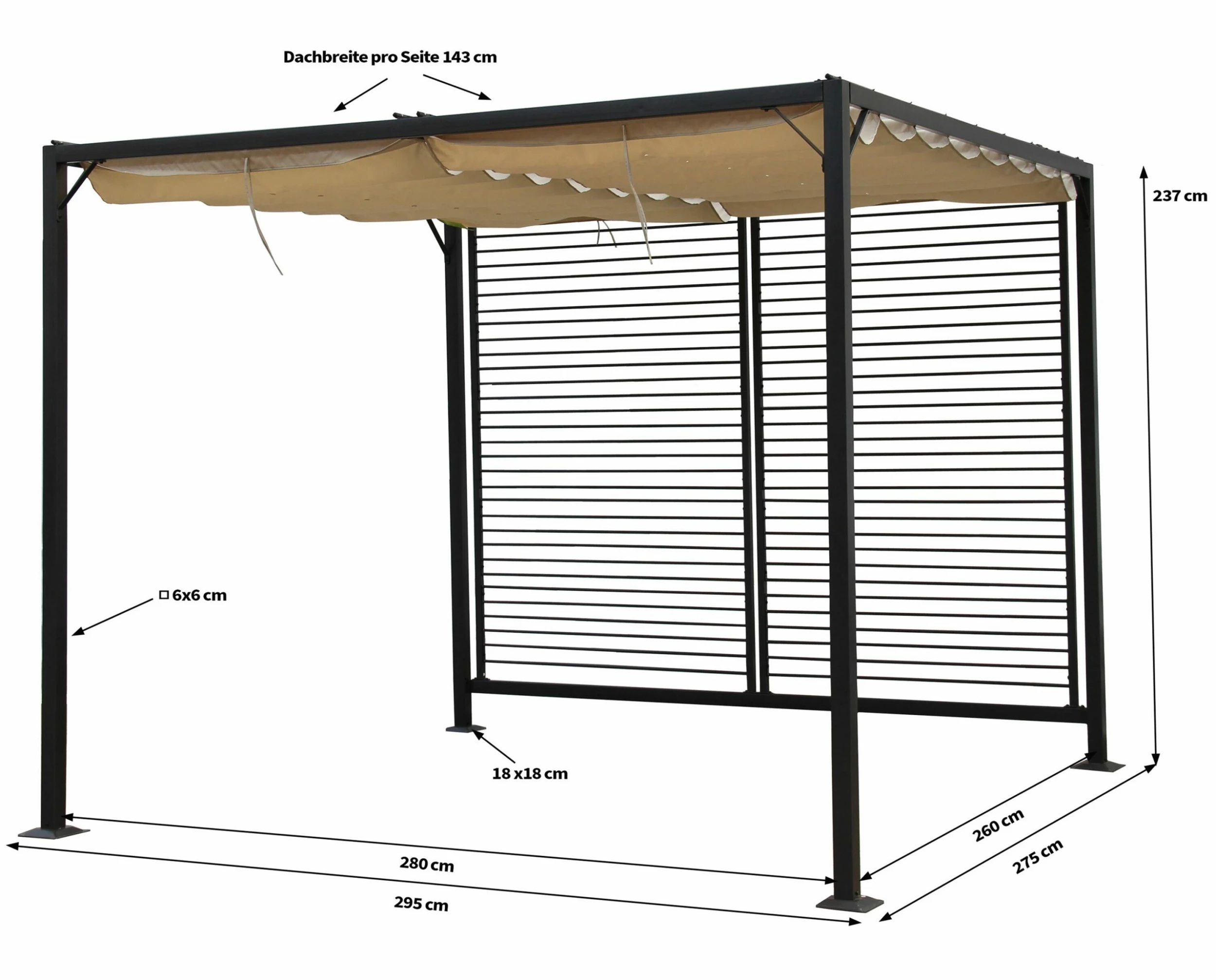 Grasekamp Flachdachpergola Venecia 275x295cm Beige – Bild 2