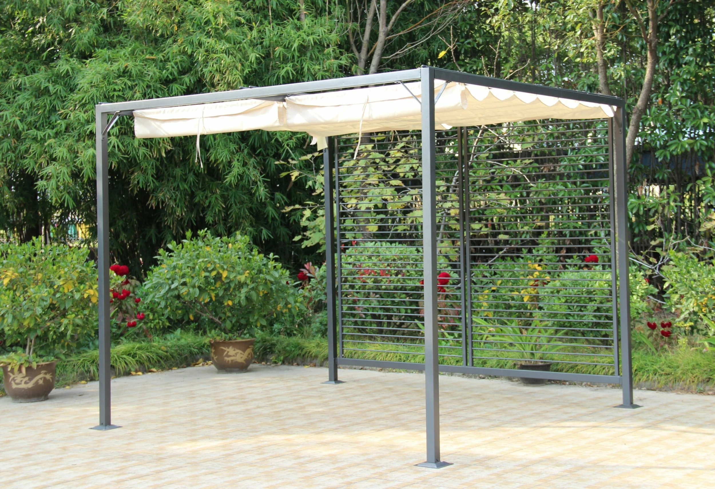 Grasekamp Flachdachpergola Venecia 275x295cm Beige – Bild 3
