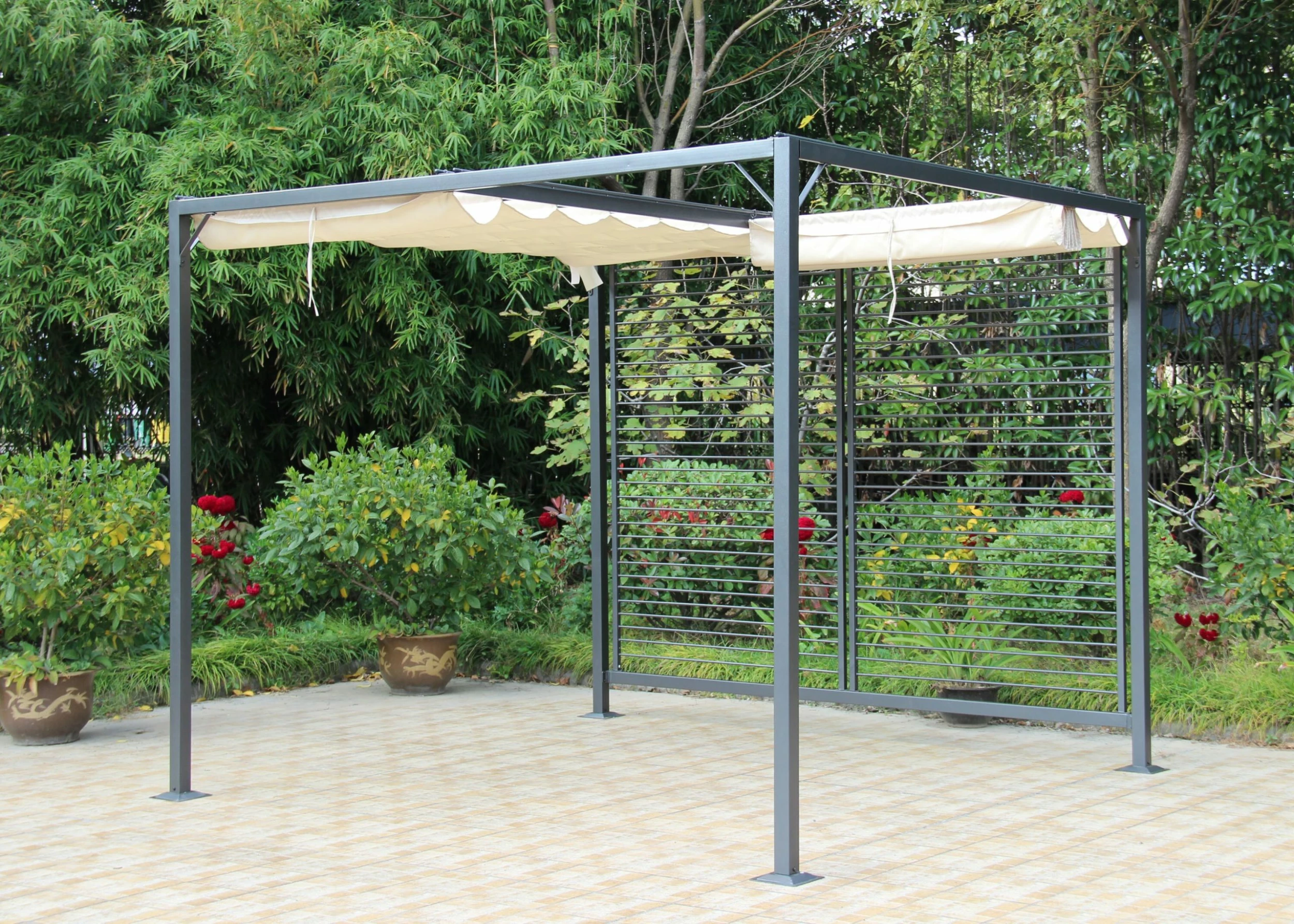 Grasekamp Flachdachpergola Venecia 275x295cm Beige – Bild 4