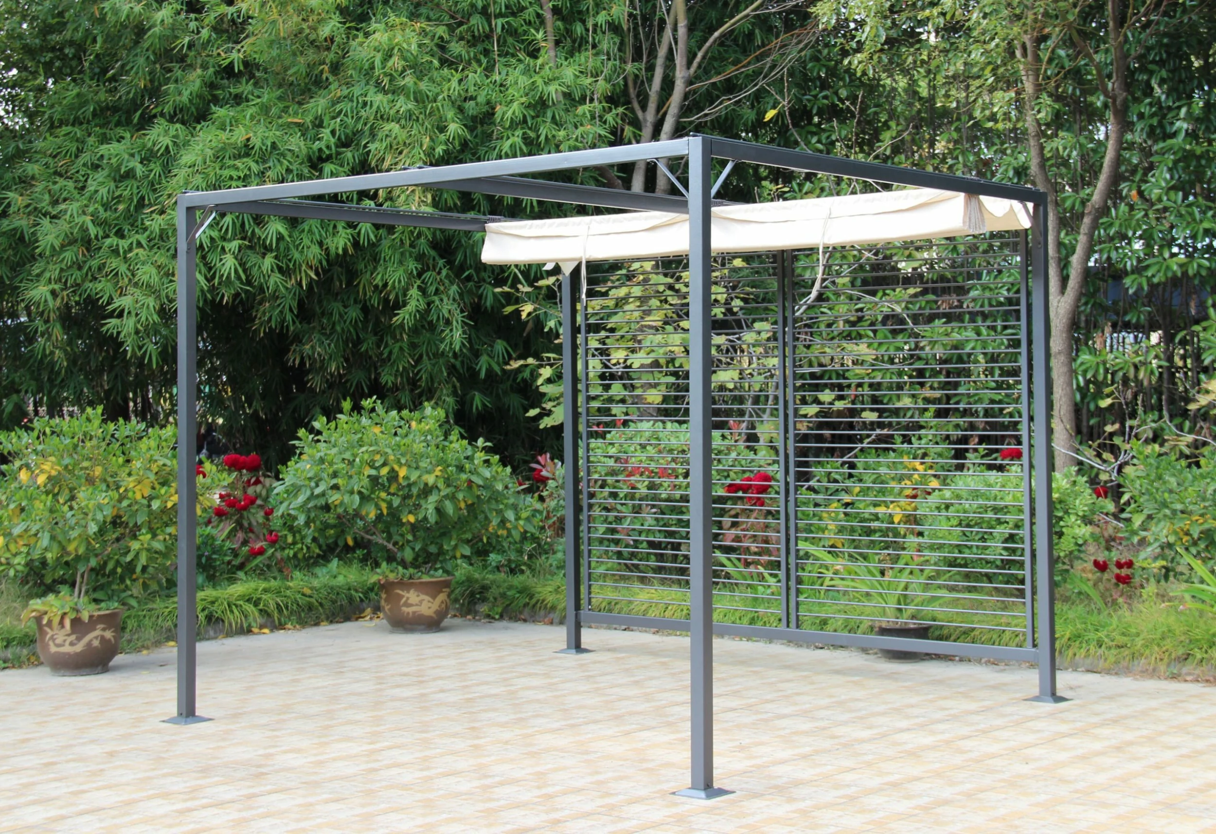 Grasekamp Flachdachpergola Venecia 275x295cm Beige – Bild 5
