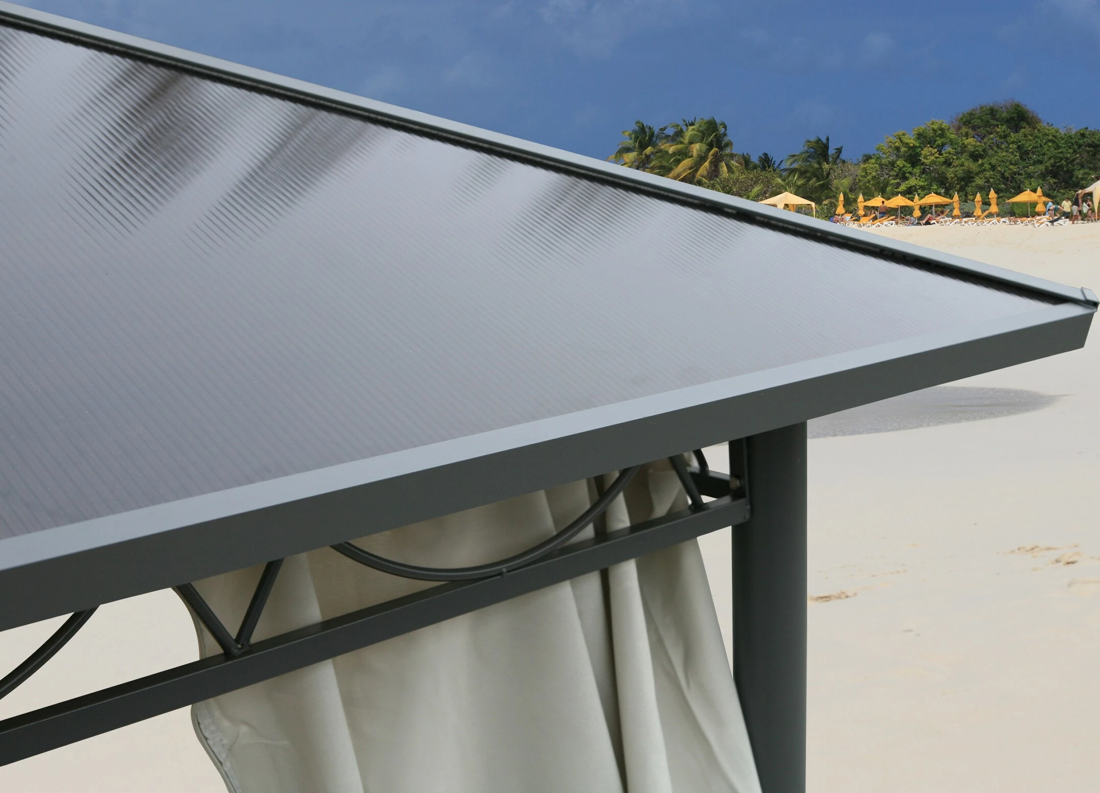 Grasekamp Ersatzdach Hardtop Pavillon Meran 3x3m Doppelstegplatten Polycarbonat Braun – Bild 3