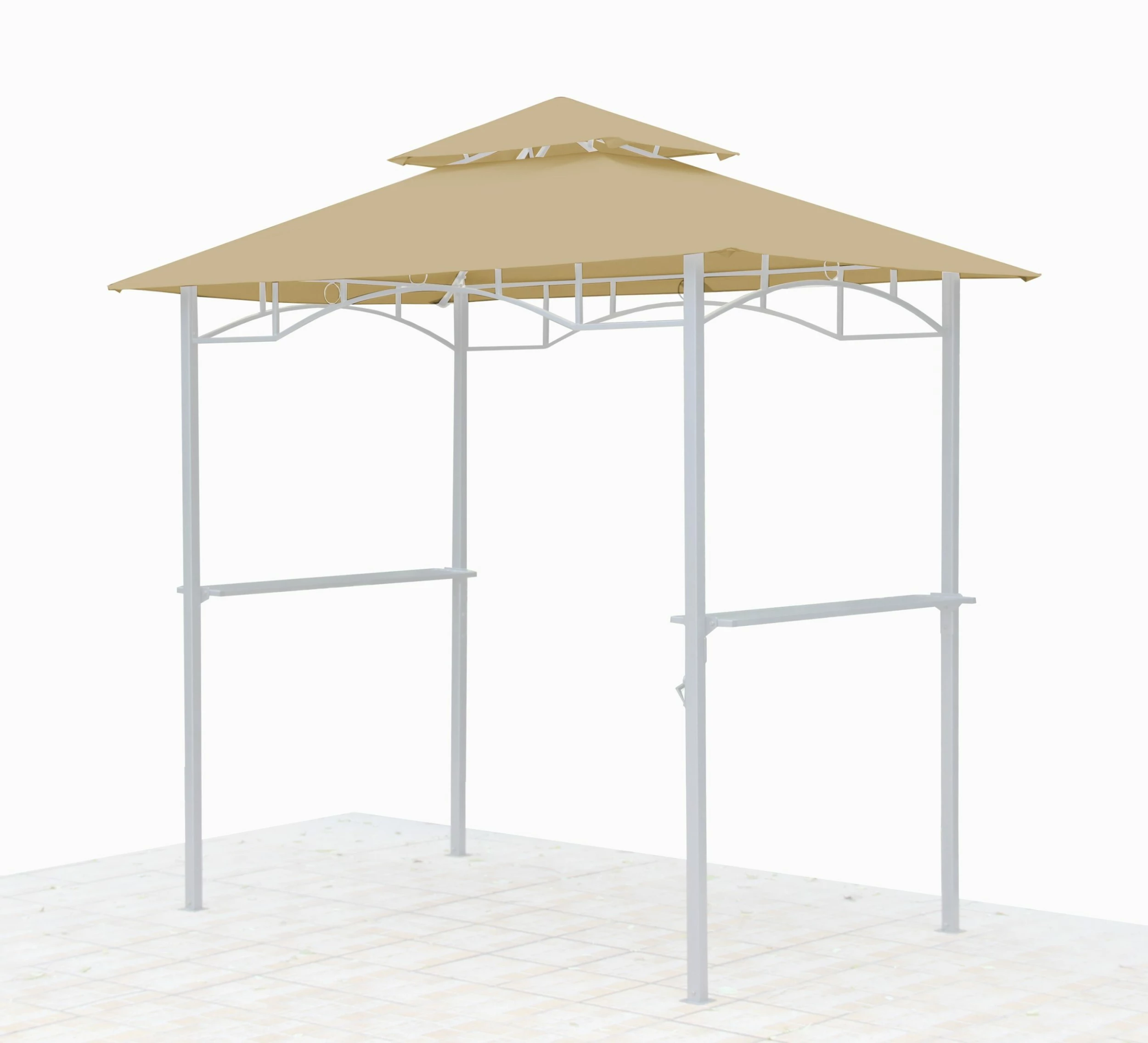 Grasekamp Ersatzdach Für BBQ Grill Pavillon 1,5x2,4m Sand Unterstand Doppeldach Gazebo