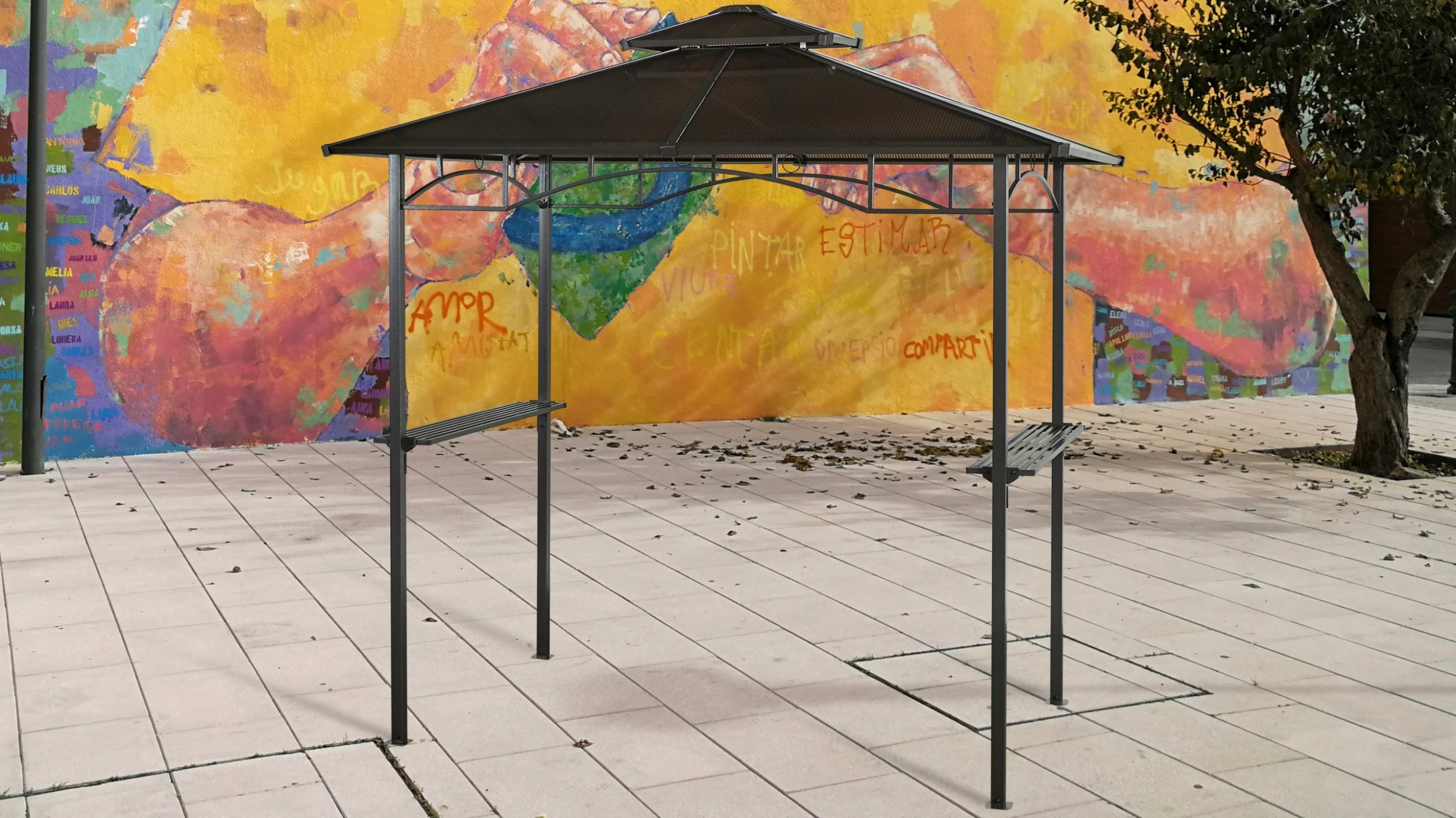 Grasekamp Hardtop BBQ Grill Pavillon 1,5x2,4m Doppelstegplatten Polycarbon Grillpavillon – Bild 6