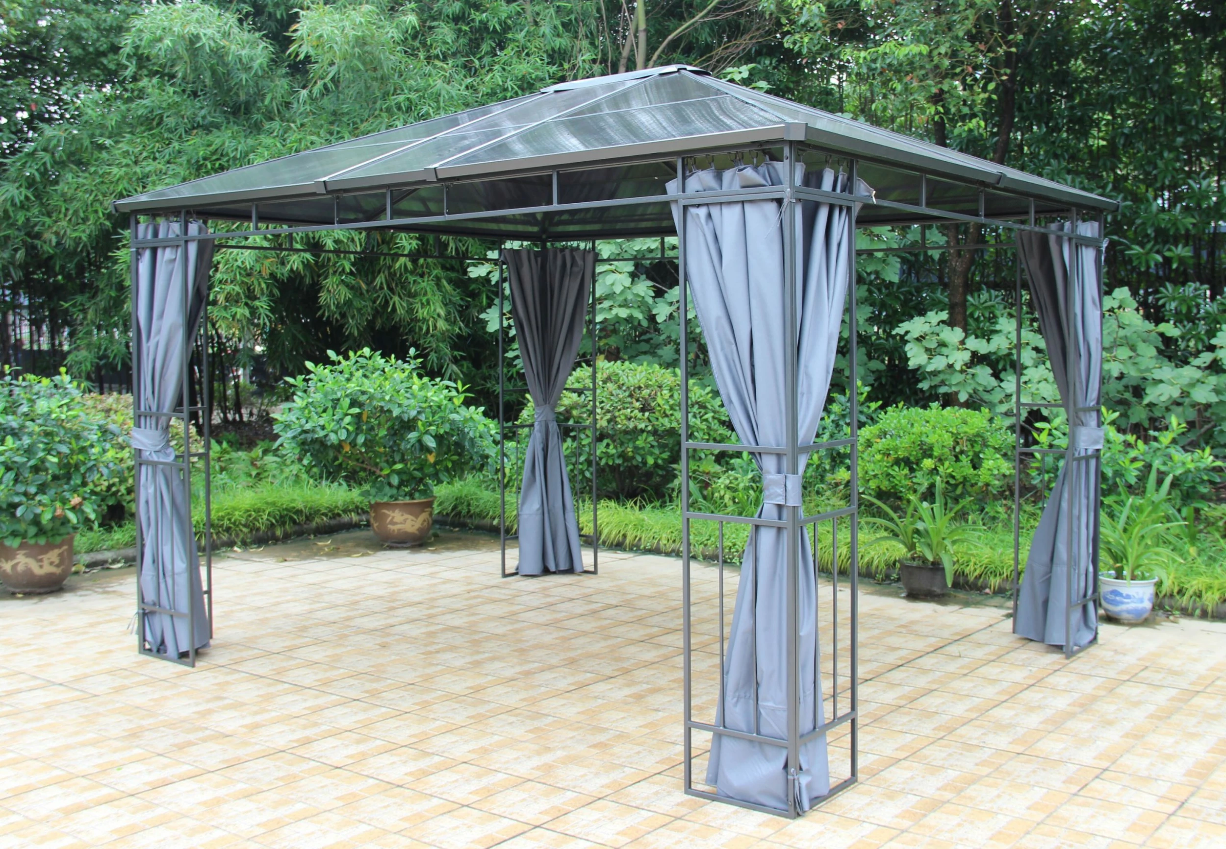 Grasekamp Hardtop Pavillon Limone 3x3,6m Inkl. Seitenteile - Doppelstegplatten Hohlkammer Polycarbonat – Bild 4