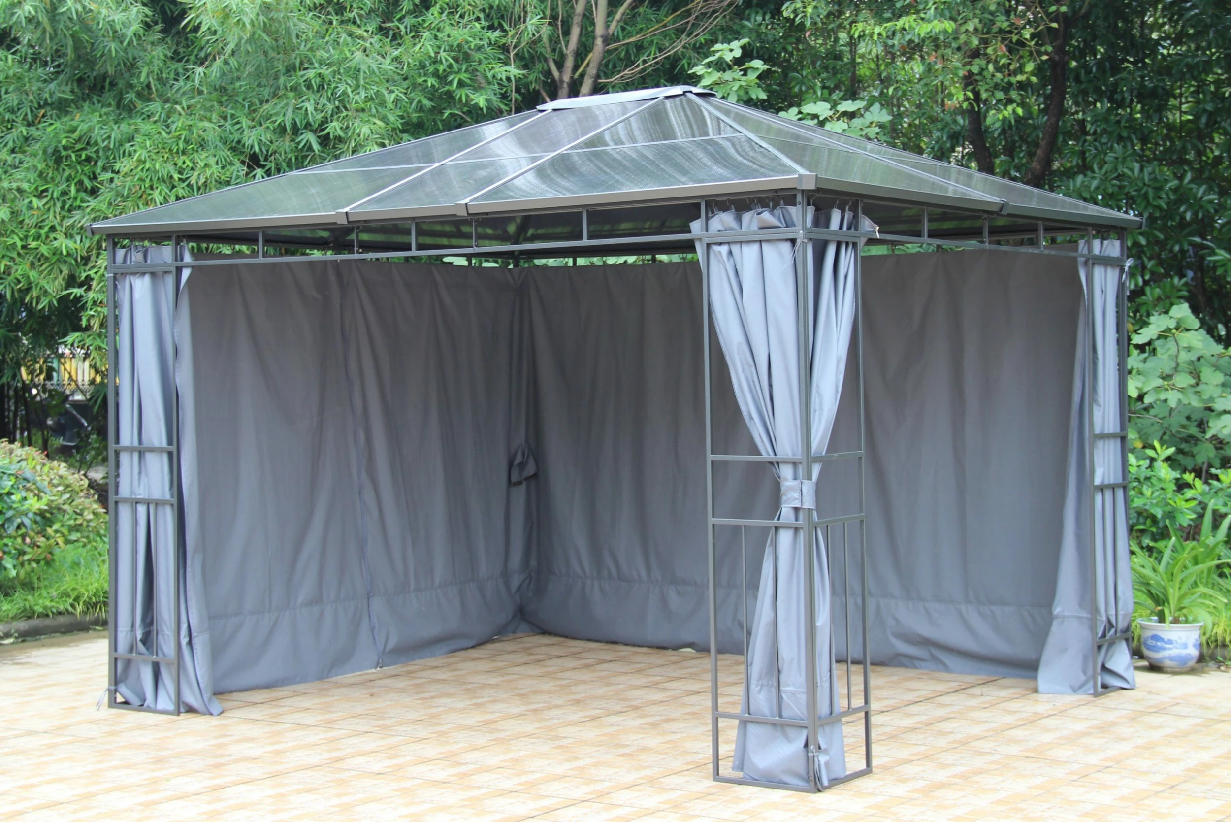 Grasekamp Hardtop Pavillon Limone 3x3,6m Inkl. Seitenteile - Doppelstegplatten Hohlkammer Polycarbonat – Bild 5