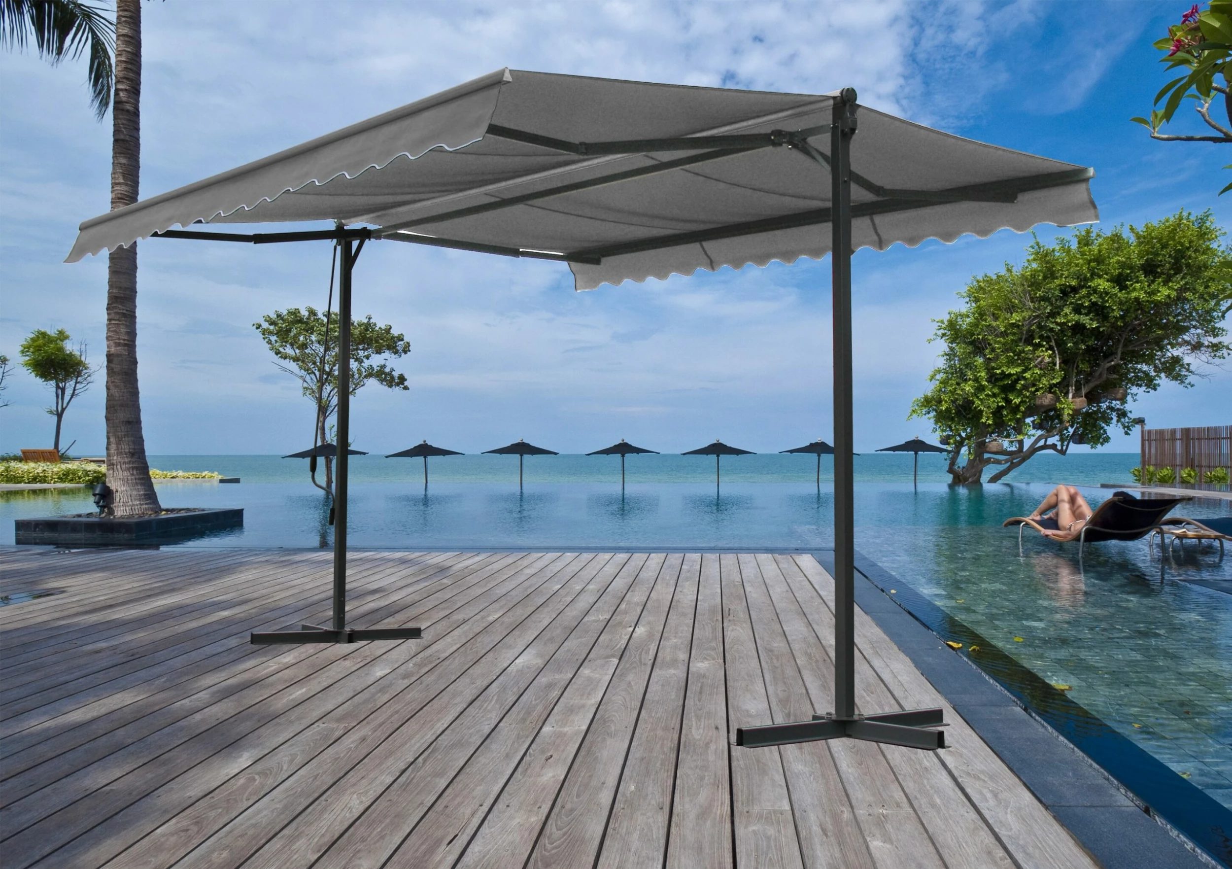 Grasekamp Standmarkise Gelenkarm Markise London 3x4m Platingrau – Bild 2