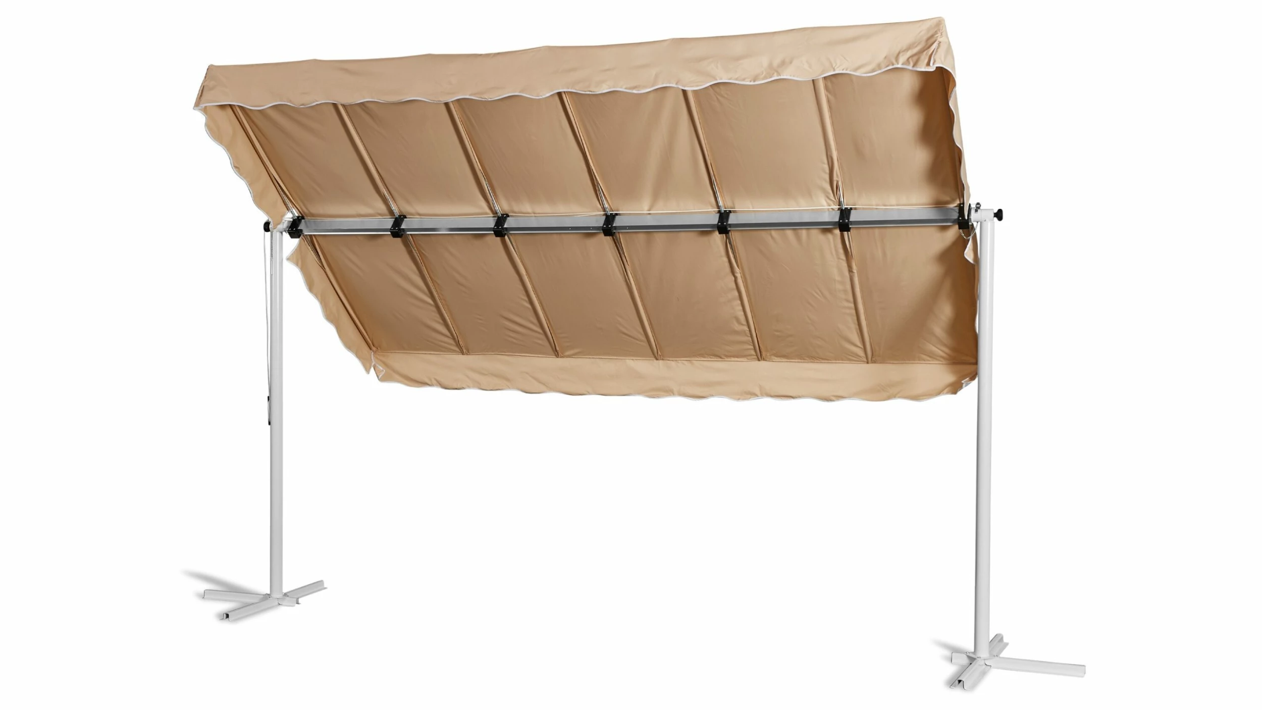 Grasekamp Standmarkise Dubai Beige 375x225cm Mit Schutzhülle Terrassenüberdachung Raffmarkise Mobile Markise Ziehharmonika – Bild 2