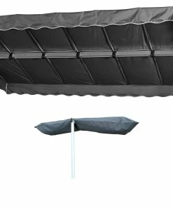 Grasekamp Standmarkise Dubai Grau 375x225cm Mit Schutzhülle Terrassenüberdachung Raffmarkise Mobile Markise Ziehharmonika