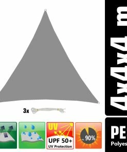 Amanka UPF50+ UV Sonnensegel 4x4x4 Polyester Dreieck Wasserabweisend Garten Segel Grau