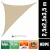 Amanka UV Sonnensegel 2,5x2,5x3,5 HDPE Dreieck Rechtwinklig Sonnenschutz Garten Beige