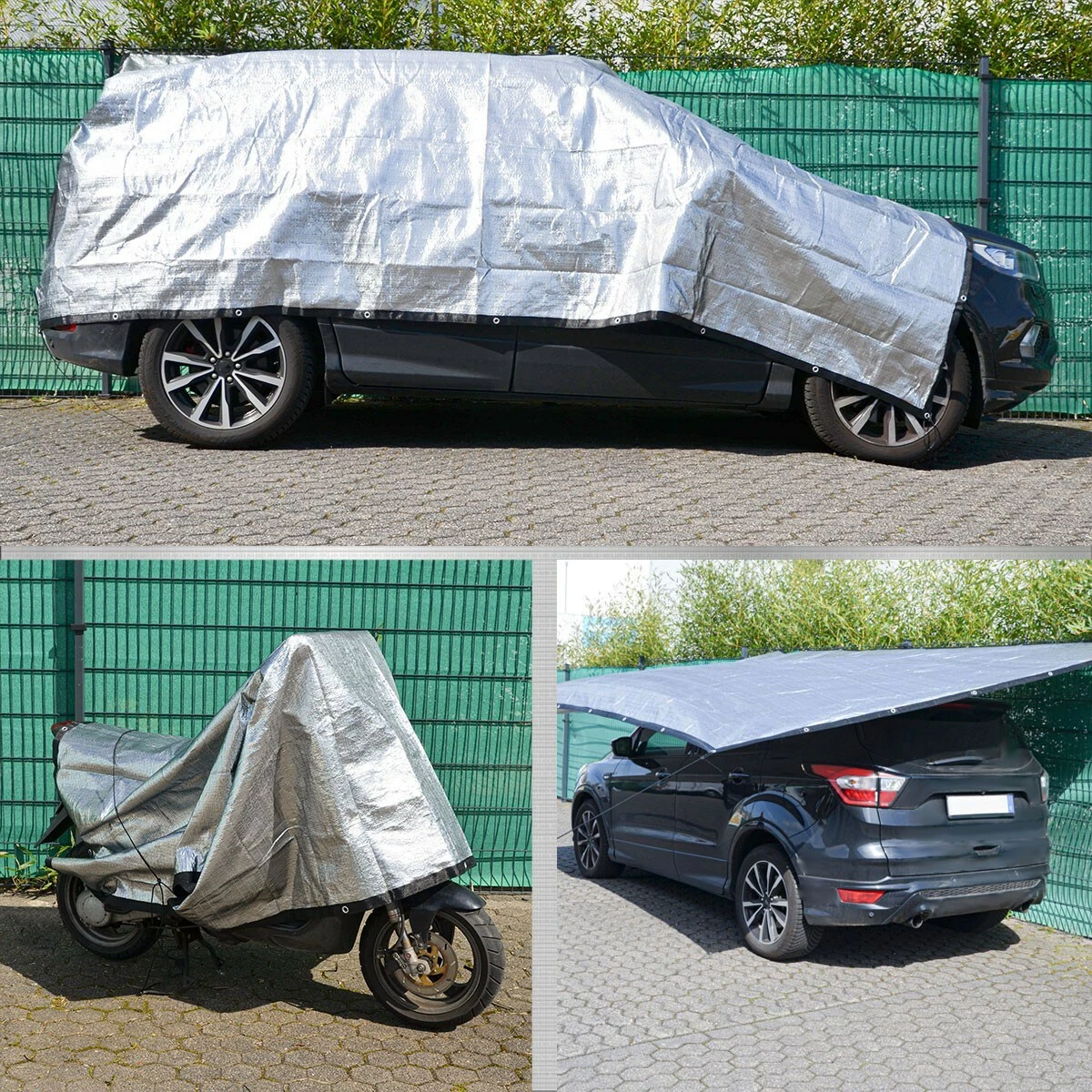 Amanka 99% Schattennetz 3x4m Alu Sonnensegel Sonnenschutz Netz Hitzeschutz Für Auto – Bild 5