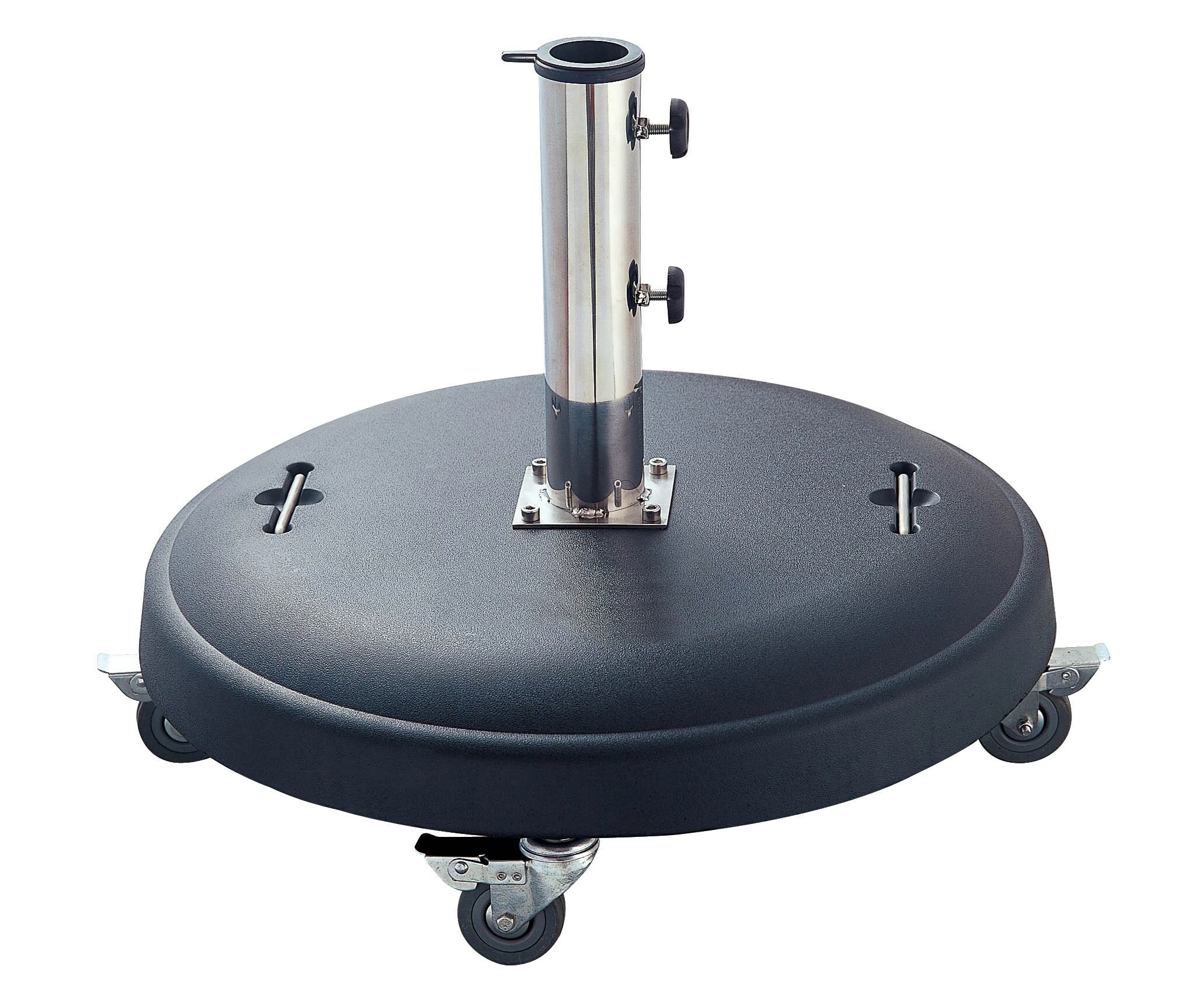DEGAMO Schirmständer 50kg Rund, Beton Schwarz, Mit Rollen
