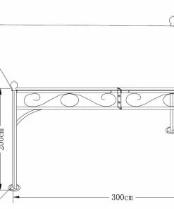 DEGAMO Anbaupavillon MANTOVA 3x2,5 Meter, Stahl Dunkel, Plane PVC-beschichtet écru