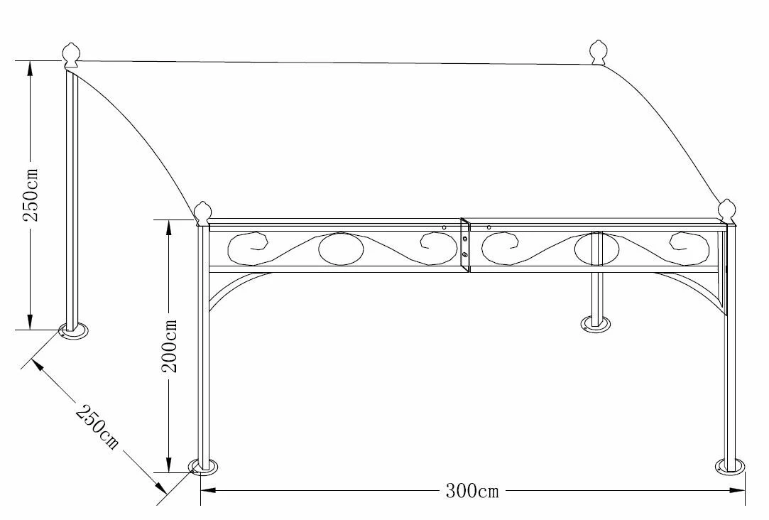 DEGAMO Anbaupavillon MANTOVA 3x2,5 Meter, Stahl Dunkel, Plane PVC-beschichtet écru