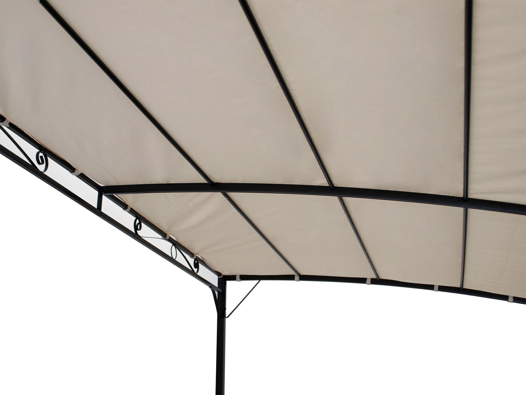 DEGAMO Anbaupavillon MANTOVA 3x2,5 Meter, Stahl Dunkel, Plane PVC-beschichtet écru – Bild 4