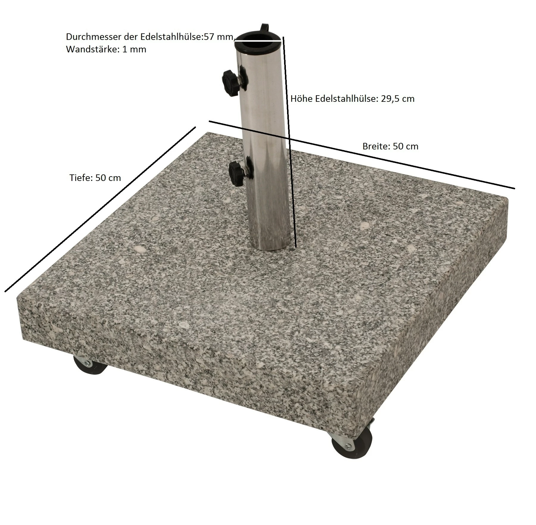 DEGAMO Schirmständer 50kg Mit Rollen, Granit Hellgrau – Bild 2