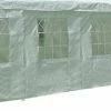 DEGAMO Seitenplane Für Partyzelt, Länge 8 Meter, PE Weiß Mit Fenstern