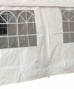 DEGAMO Seitenplane Für Partyzelt, Länge 4 Meter, PVC Weiß Mit Fenstern