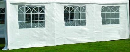 DEGAMO Seitenplane Für Partyzelt, Länge 6 Meter, PVC Weiß Mit Fenstern – Bild 2