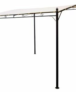 DEGAMO Anbaupavillon MANTOVA-XL 3x3 Meter, Stahl Dunkel, Plane PVC-beschichtet écru