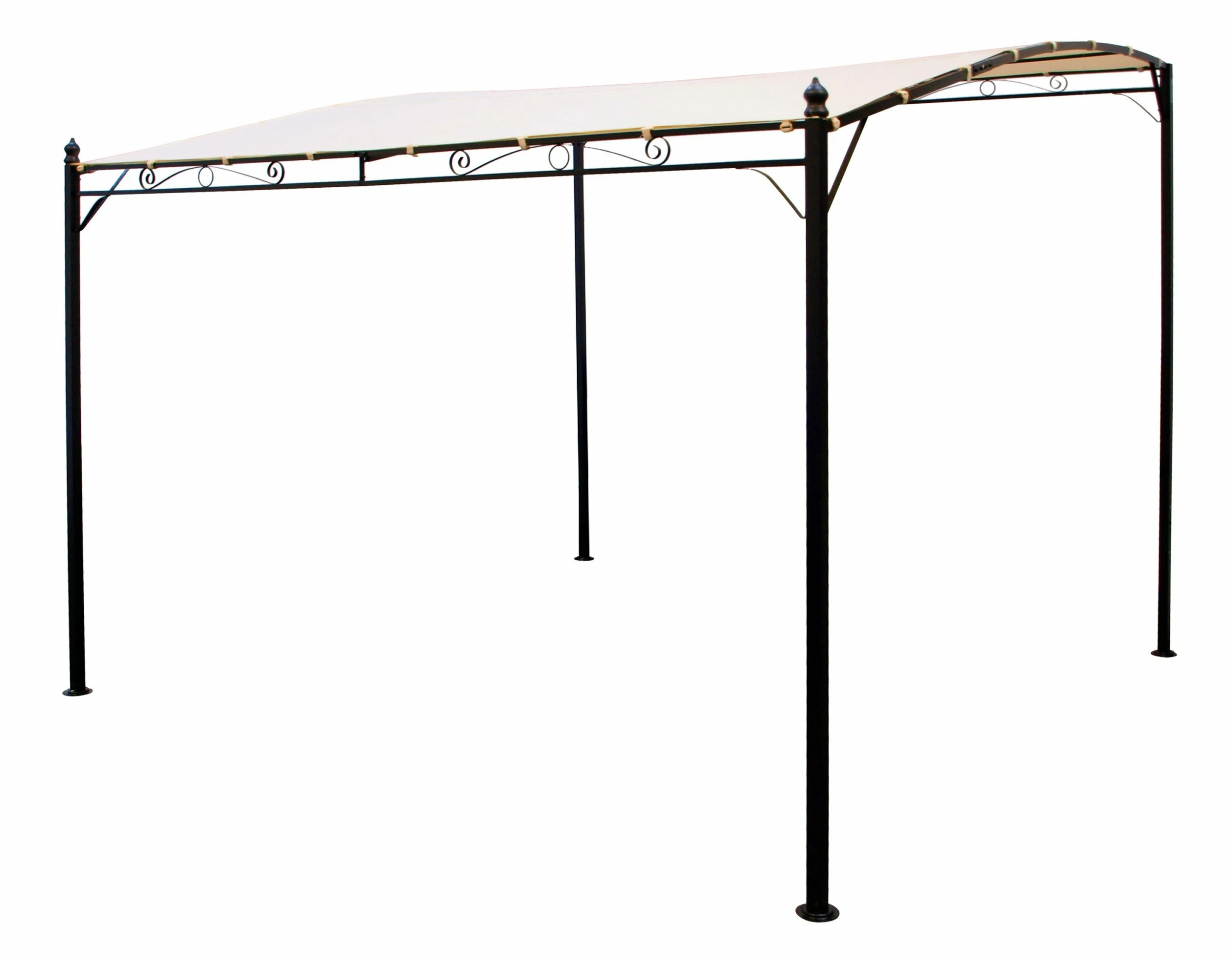 DEGAMO Anbaupavillon MANTOVA-XL 3x3 Meter, Stahl Dunkel, Plane PVC-beschichtet écru