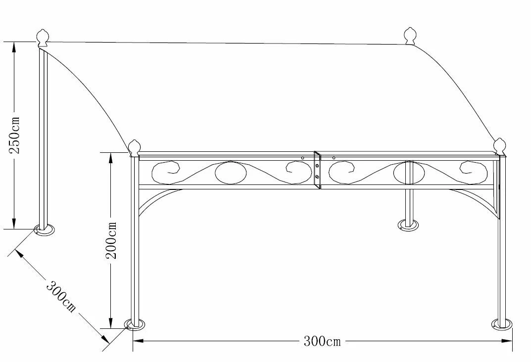DEGAMO Anbaupavillon MANTOVA-XL 3x3 Meter, Stahl Dunkel, Plane PVC-beschichtet écru – Bild 6