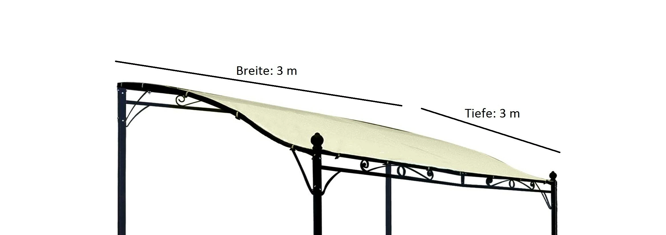 DEGAMO Ersatzdach Für Anbaupavillon MANTOVA XL 3x3 Meter, PVC-beschichtet Ecru – Bild 3