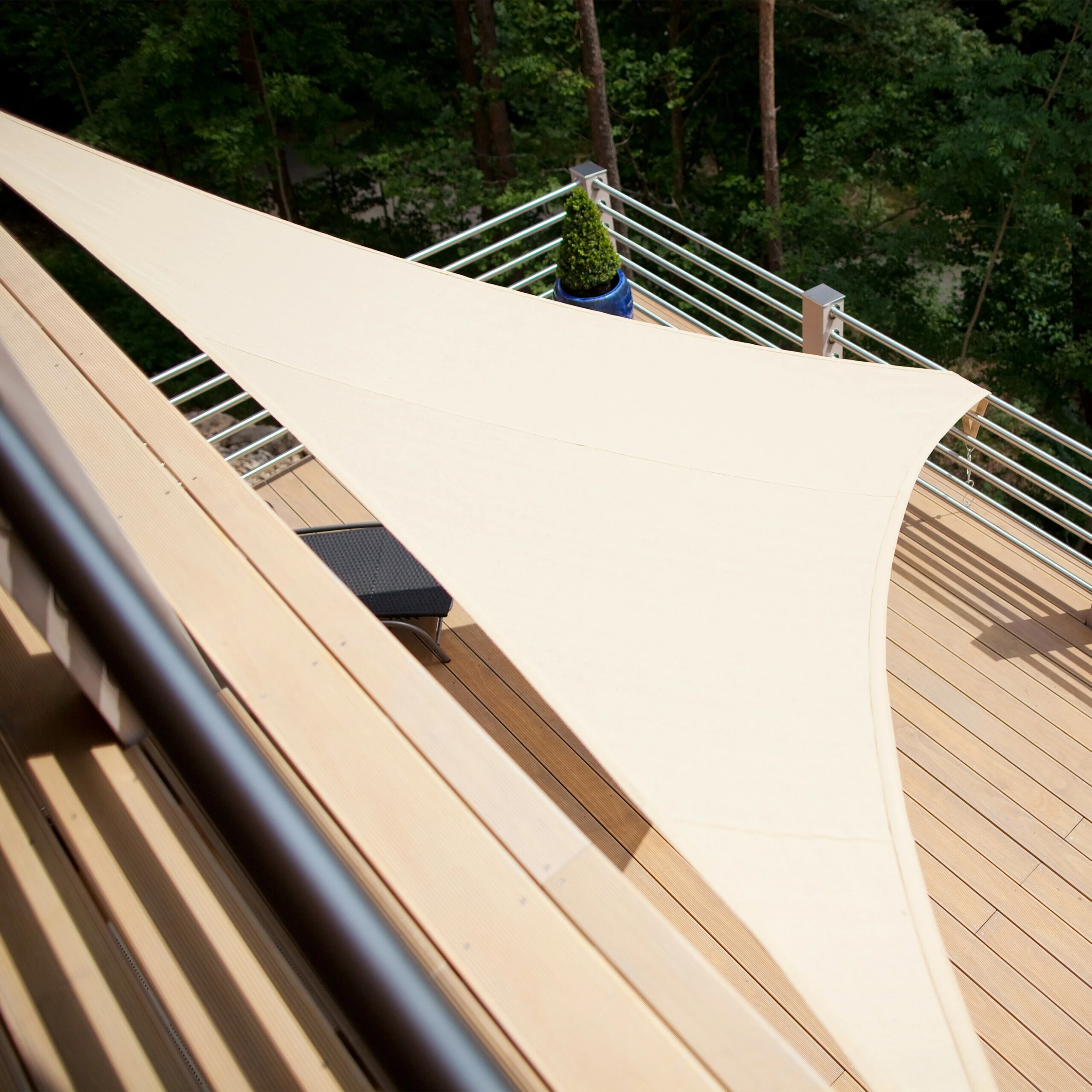 Relaxdays Sonnensegel Dreieckig Spannbar In Beige – Bild 2