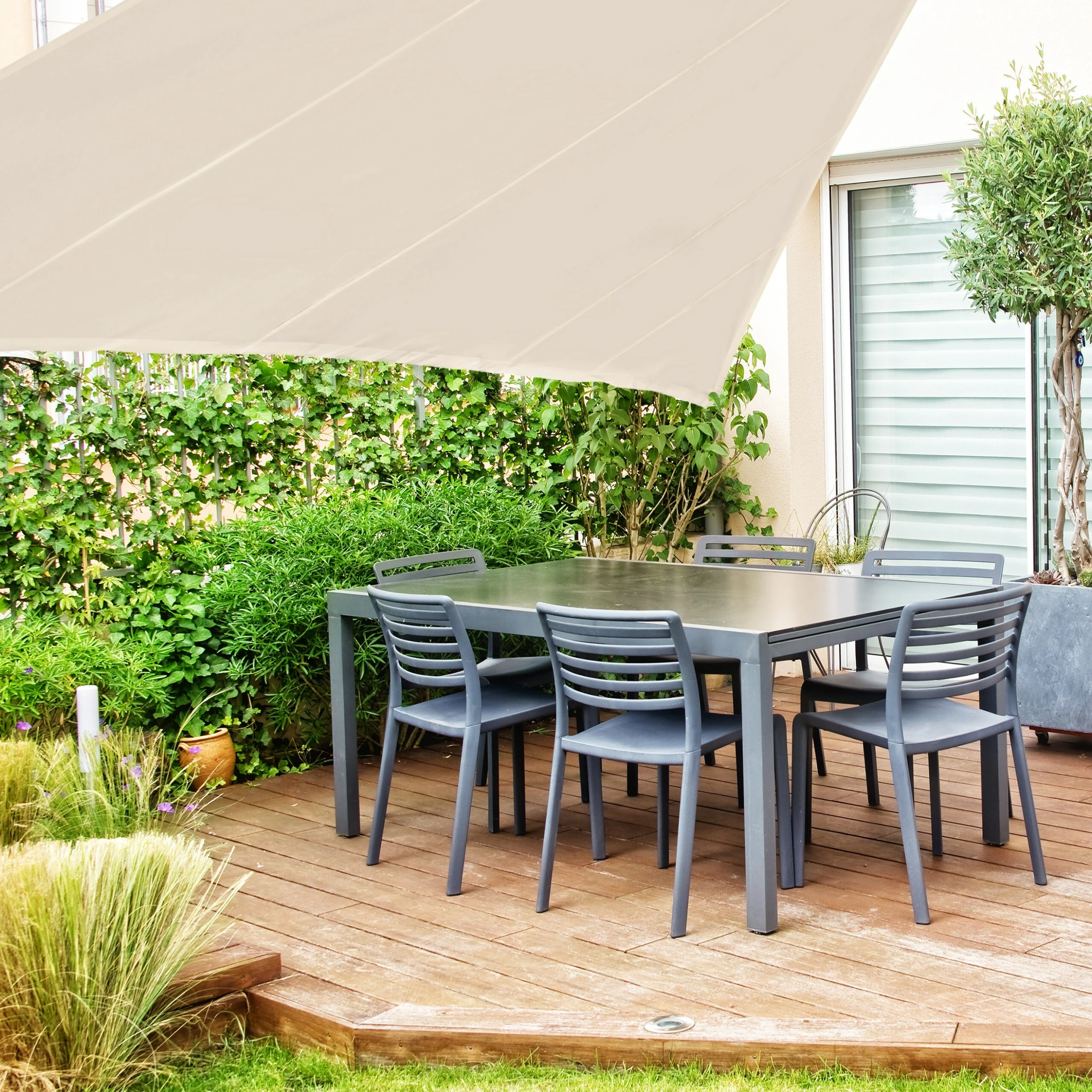 Relaxdays Sonnensegel Dreieck Beige – Bild 3