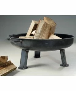 Acerto® Massive Feuerschale 80 Cm + 5 Stk Kaminholz