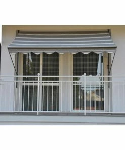 Angerer Klemmmarkise Grau Gestreift 250 Cm Balkon Markise Balkonmarkise
