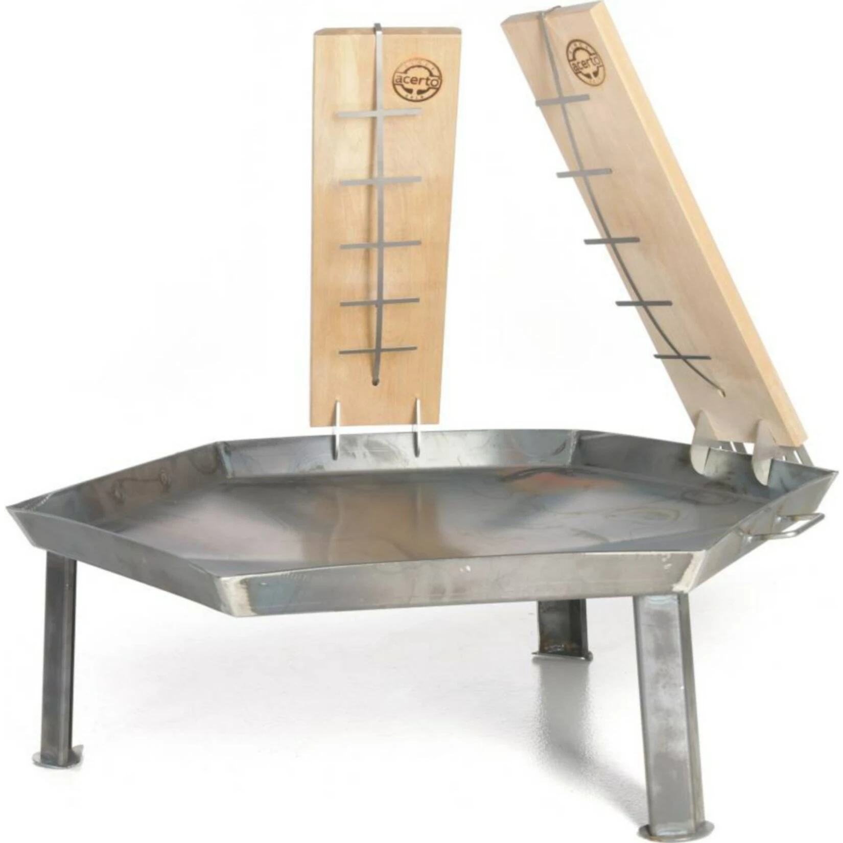 Acerto® Massive Feuerschale 55cm + 2 Flammlachsbretter + 5 Stk. Kaminholz Buche – Bild 3