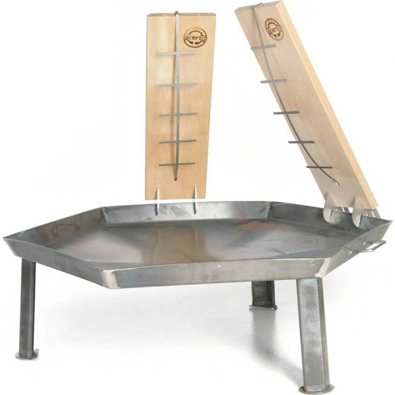 Acerto® Massive Feuerschale 55cm + 2 Flammlachsbretter + 5 Stk. Kaminholz Buche – Bild 6