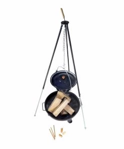 Acerto® Ungarischer Gulaschkessel 6L + Dreibein-Gestell 180cm + Feuerschale 80cm + Kaminholz Buche