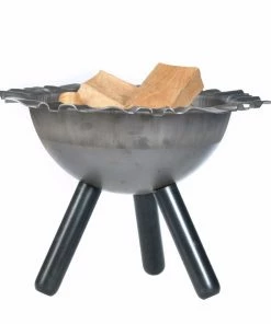 Acerto® Massive Feuerschale 40cm + 5 Stk. Kaminholz